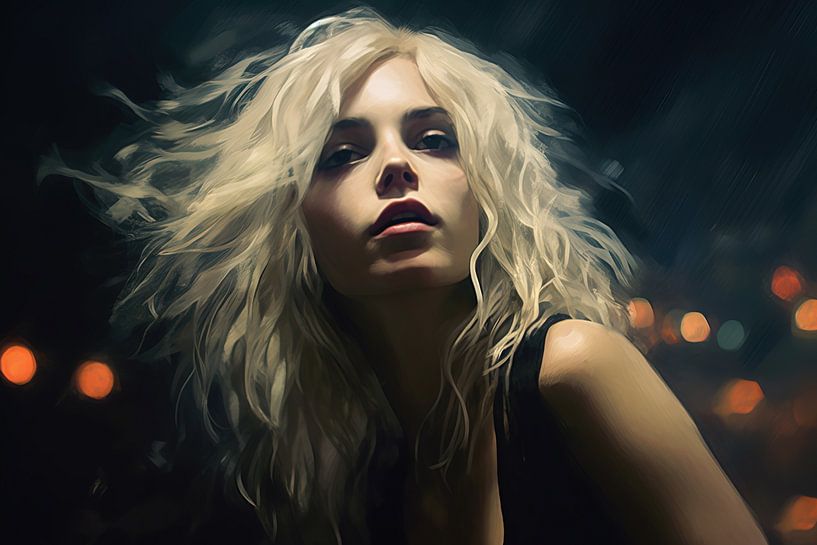 Blonde Frau in der Nacht von Hans-Jürgen Flaswinkel