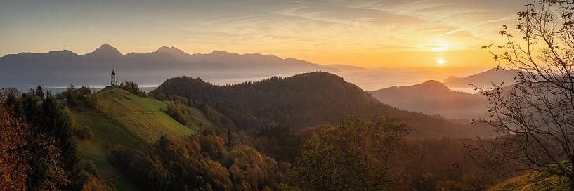 Panorama of a sunrise in Slovenia by Martin Podt