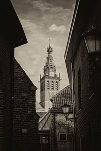 Blick durch die Stevenskerk Nijmegen in Schwarz-Weiß