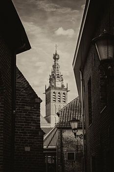 Vue en noir et blanc sur le Stevenskerk Nijmegen