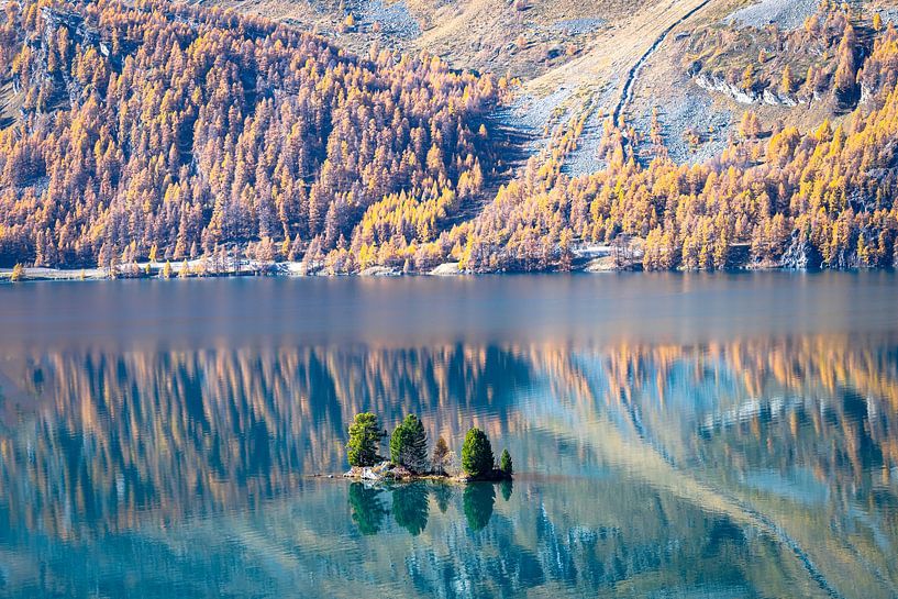 Reflets d'automne dans un lac de montagne par Menno van der Haven