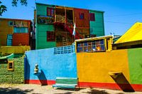 Colorful houses facades in Calle Caminito La Boca in Buenos Aires Argentina