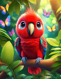 Cute baby parrot with big eyes