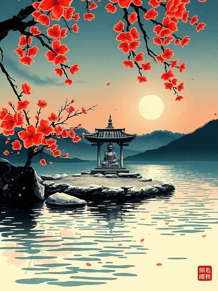 Buddha / Boeddha Ukiyo-e Gemälde von MIROKKU