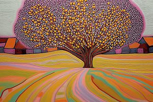Bunter Baum im pointillistischen Stil