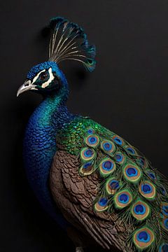 Beautiful Peacock with Colourful Feather Plumage by De Muurdecoratie