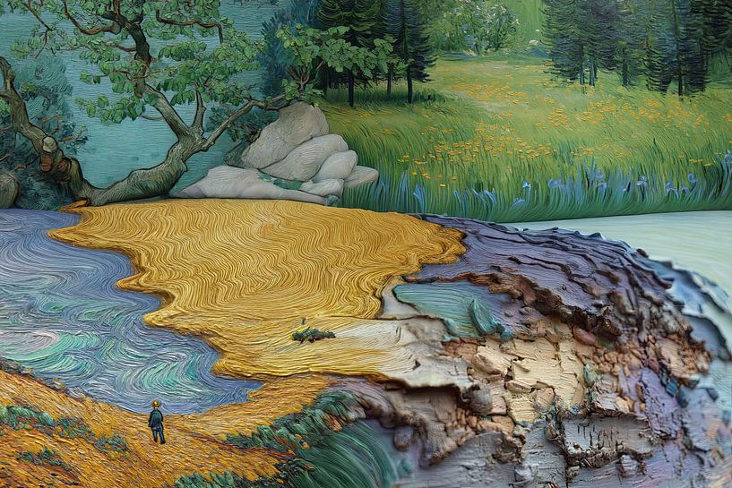 Collage Landschaft van Gogh Inspiration von Egon Zitter