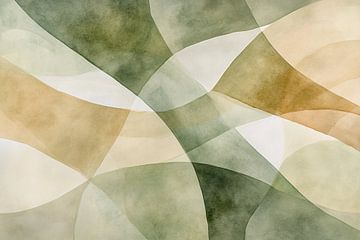Aquarel abstracte groene vormen van Imperial Art House