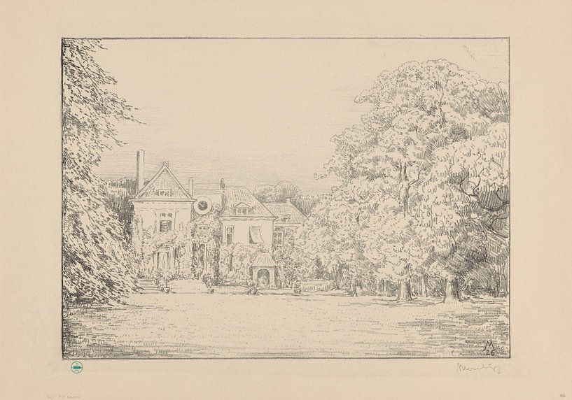 Simon Moulijn, Vue de la Huis te Werve depuis le jardin de la Huis te Werve, 1926 par Atelier Liesjes
