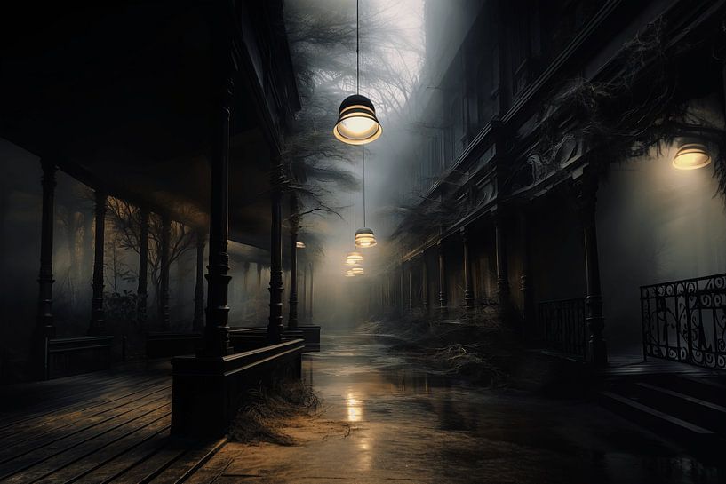 The mysterious abandoned city with lights by Karina Brouwer