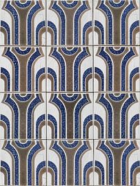 Geometrische portugiesische Azulejo-Fliesen in Blau und Braun von Minimalistic Travel Photography by.Rieneke