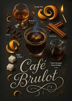 Café Brûlot Poster – Fiery Spiced Brandy Coffee Cocktail
