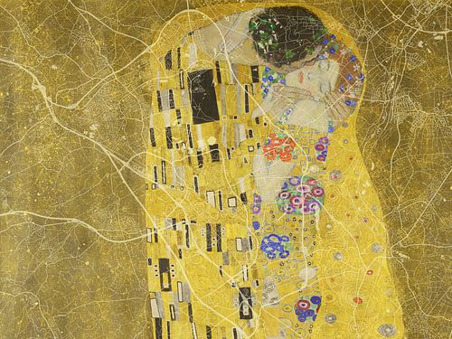 Kaart van Parkstad met de Kus van Gustav Klimt