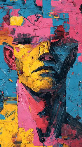 Orbiting Mind Distortion Surreal Abstract Figure with Floating Objects and Psychological Tension Visual Art