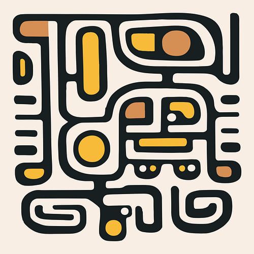 Formes et lignes organiques dans les tons jaune/brun