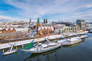 Schlachte in Bremen, Duitsland op een winterse dag