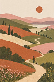An autumn walk through rolling hills with your dog