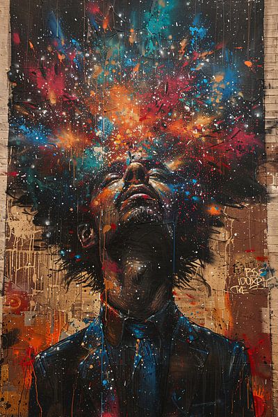 Man aanschouwt Kleurrijk kosmische explosie van Art & Soul Creations