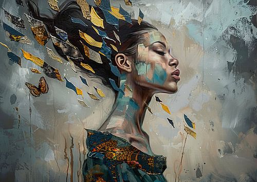 Peinture de femme | Beauté sereine se déployant