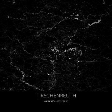 Zwart-witte landkaart van Tirschenreuth, Bayern, Duitsland. van Rezona