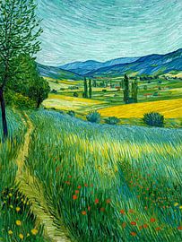 Champs d'été sous un ciel nuageux II