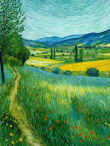 Champs d'été sous un ciel nuageux II