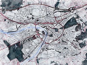 Karte von Aschaffenburg im stil 'White winter' von Maporia