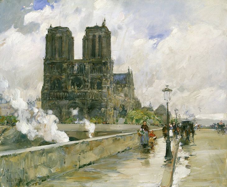 Childe Hassam,Cathedral of Notre Dame in Paris by finemasterpiece