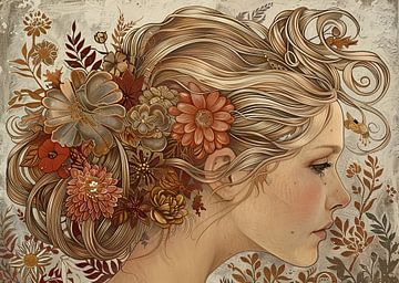 Vrouw 288 | Floral van Blikvanger Schilderijen