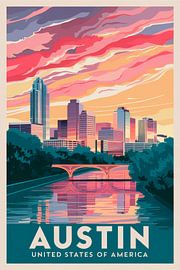 Austin, Texas Vintage Travel Poster von Poster Art Shop