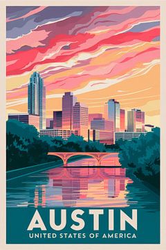 Austin, Texas Vintage Reisposter van Poster Art Shop