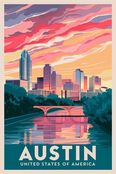 Austin, Texas Vintage Travel Poster by Poster Art Shop