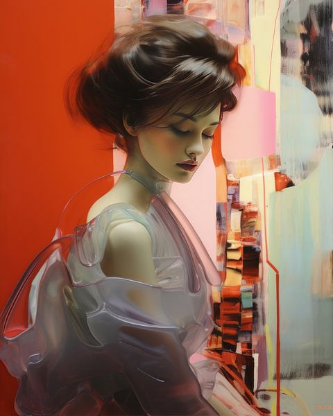 Modern, colourful collage-style portrait by Carla Van Iersel