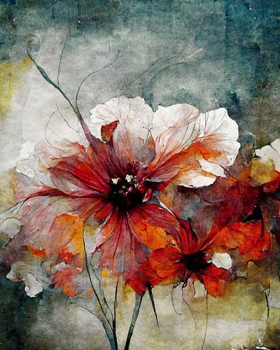 Grunge Poppies by Jacky