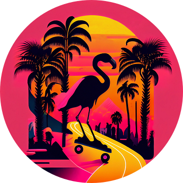 Flamingo on wheels van Bianca ter Riet