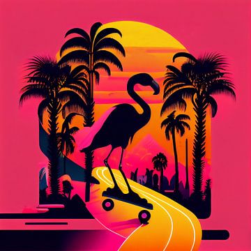 Flamingo on wheels by Bianca ter Riet