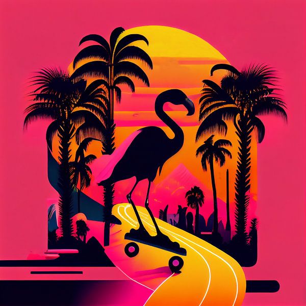Flamingo auf Rädern von Bianca ter Riet