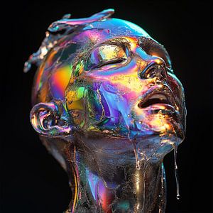 Holographic emotion face portrait