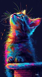 cat - cat in multicolour by Gelissen Artworks