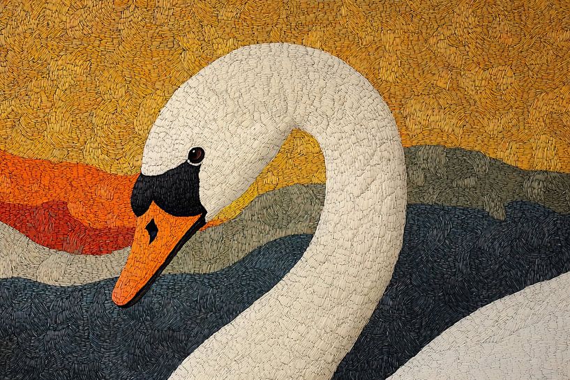 Swan painting | Swan with orange bill by Modern Collection