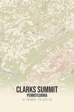 Vintage landkaart van Clarks Summit (Pennsylvania), USA. van MijnStadsPoster