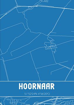 Blauwdruk | Landkaart | Hoornaar (Zuid-Holland) van MijnStadsPoster