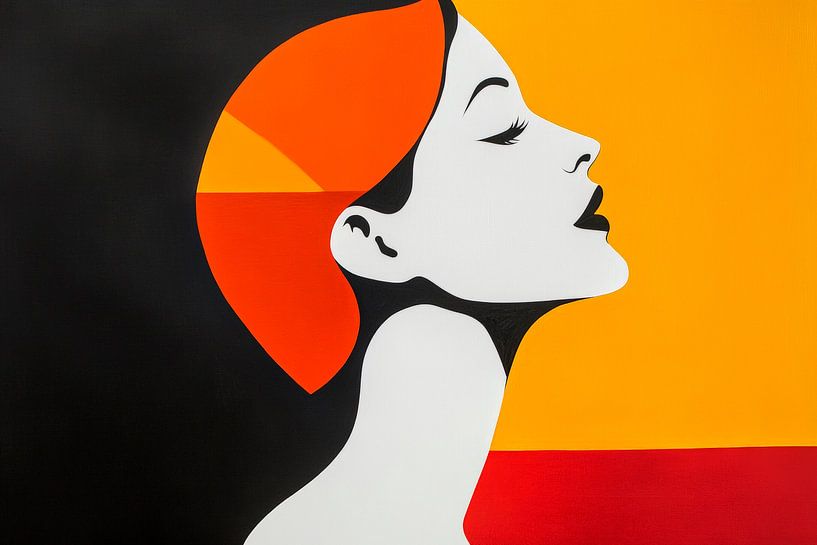 Farbenfrohe Stille – Weibliches Profil von Poster Art Shop