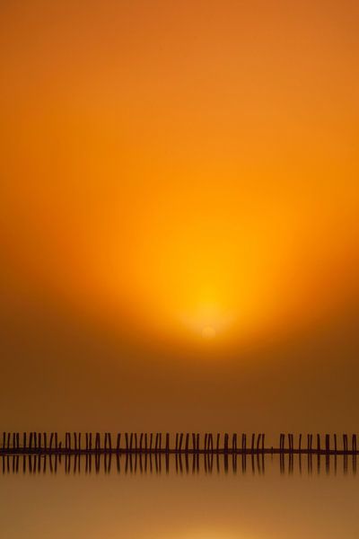Posts at sunrise, by Hillebrand Breuker