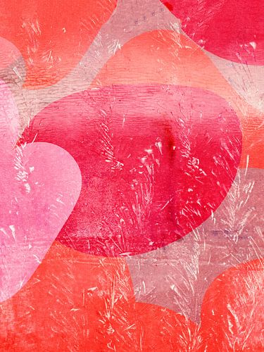Abstracte vormen in rood, roze, oranje