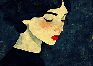 Frau mit roten Lippen