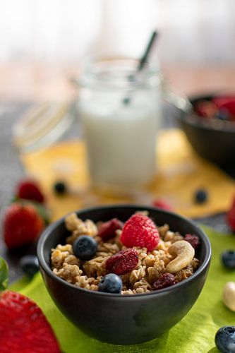 heerlijke muesli met vers fruit.