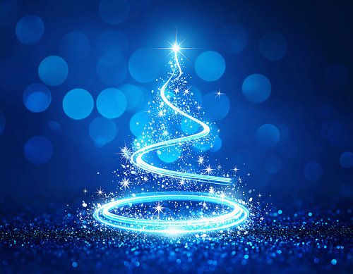 Christmas tree against a blue background