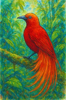 Illustration eines Paradiesvogels.