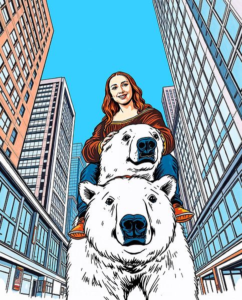 Friends through thick and thin - polar bear art by Liona Toussaint